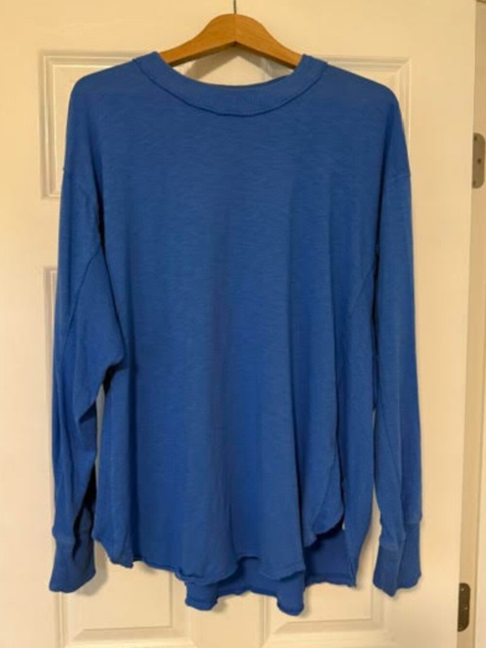 Aerie Blue Long-Sleeve Crewneck Pullover — Size L